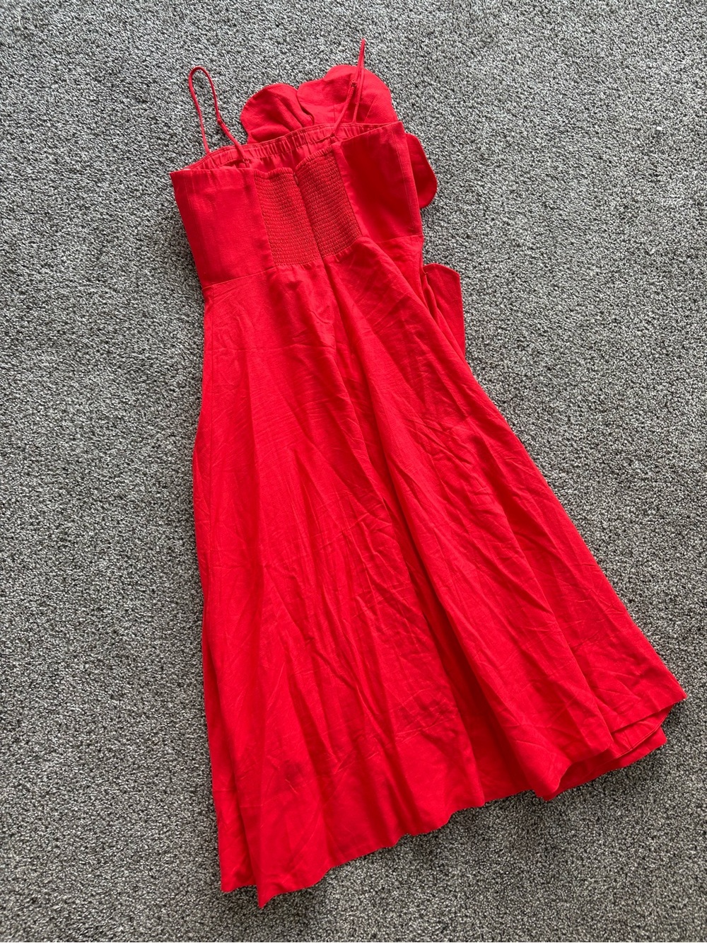Farm Rio Red Garden Linen Flower Appliqué 3D Dress Size Small - Picture 5 of 6